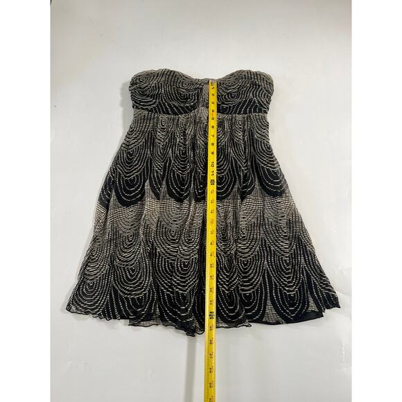 Express Strapless Flowy Mini Silk Dress Womens 6 Black Y2K Boho Festival Whimsy - Picture 4 of 16